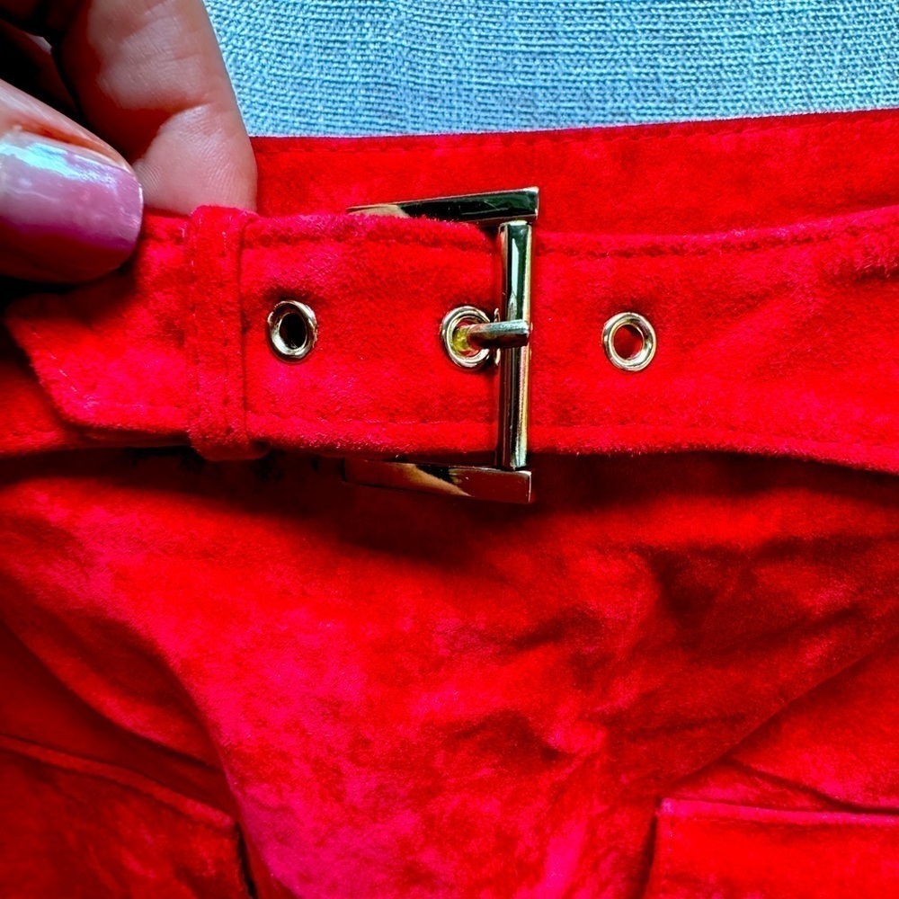 W by WORTH 💯 Genuine RED Suede Leather Skirt size 4